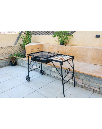 Rustic Garden Grill With Serving Rack - M